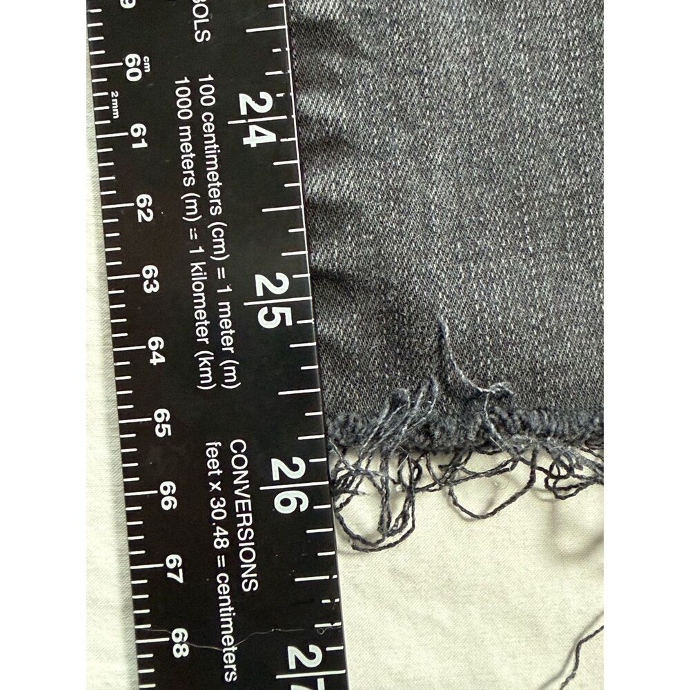 FRAME Le High Straight Jeans 25 Black Raw Hem Frayed High Rise Ankle Denim Pants - Picture 8 of 9
